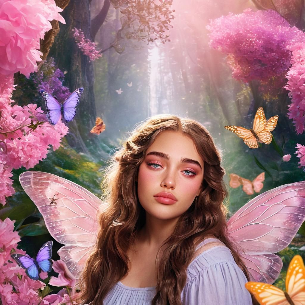 Beautiful Fairy in Dreamy Forest, Hyper-Realistic Art