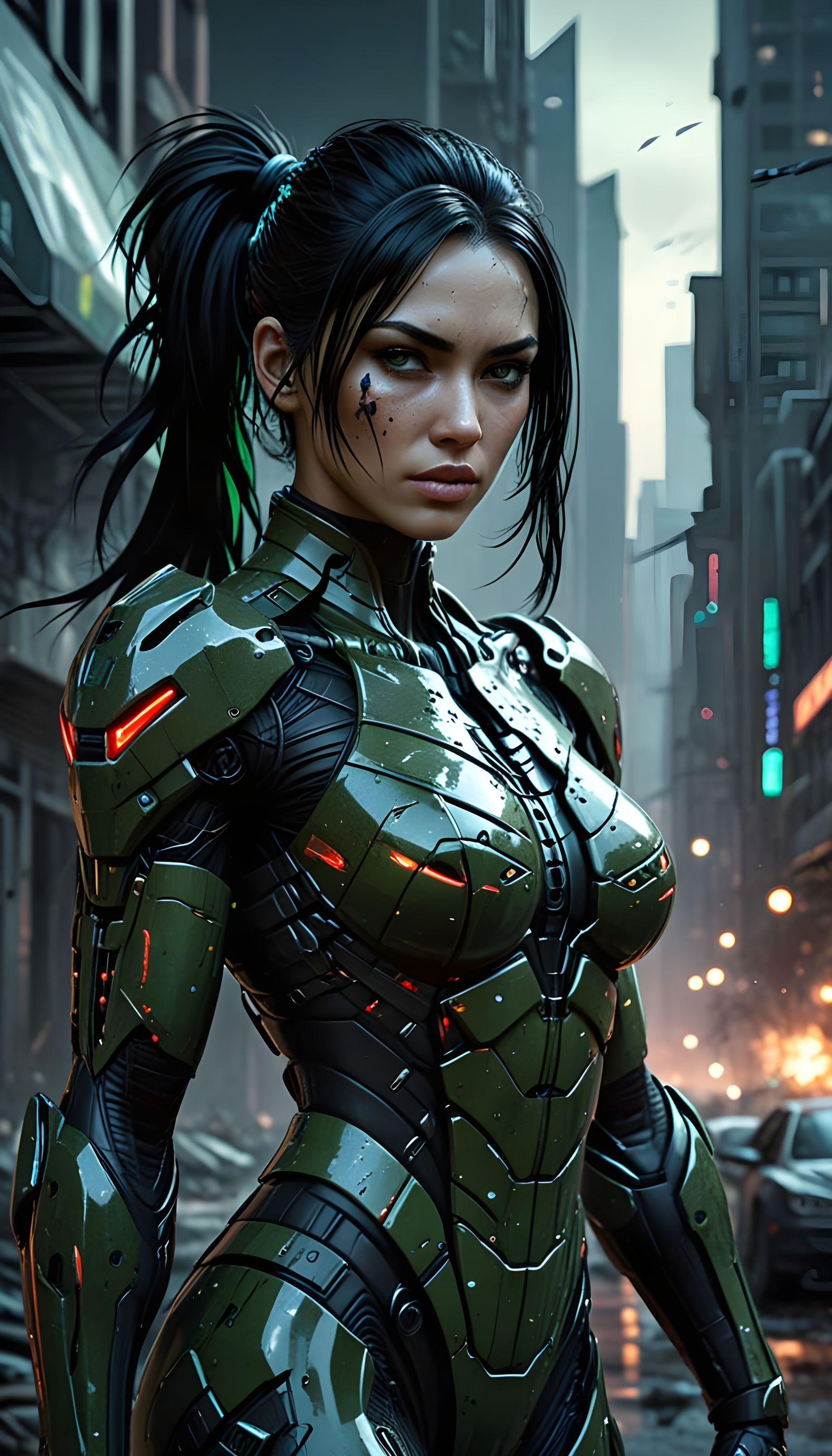 Confident Supermodel Hellashes in Cyberpunk Gear