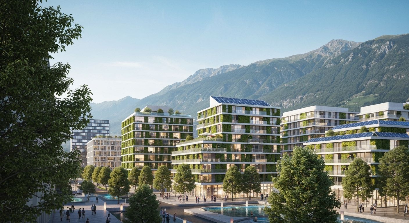Sustainable Innsbruck Cityscape in Futuristic Eco-Friendly S...