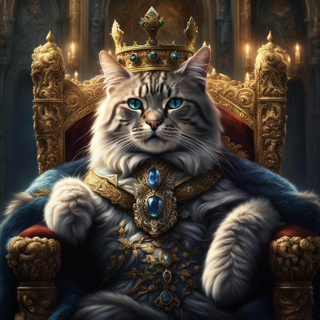 Majestic Cat King on His Throne