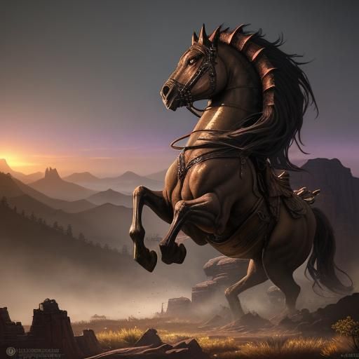 Cowboy and Dragon in Rocky Mountain Canyon