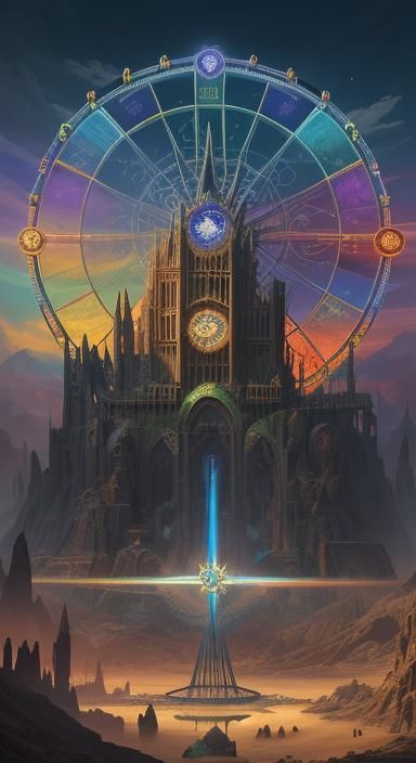 Wheel of Fortune Tarot in Gothic Stained Glass