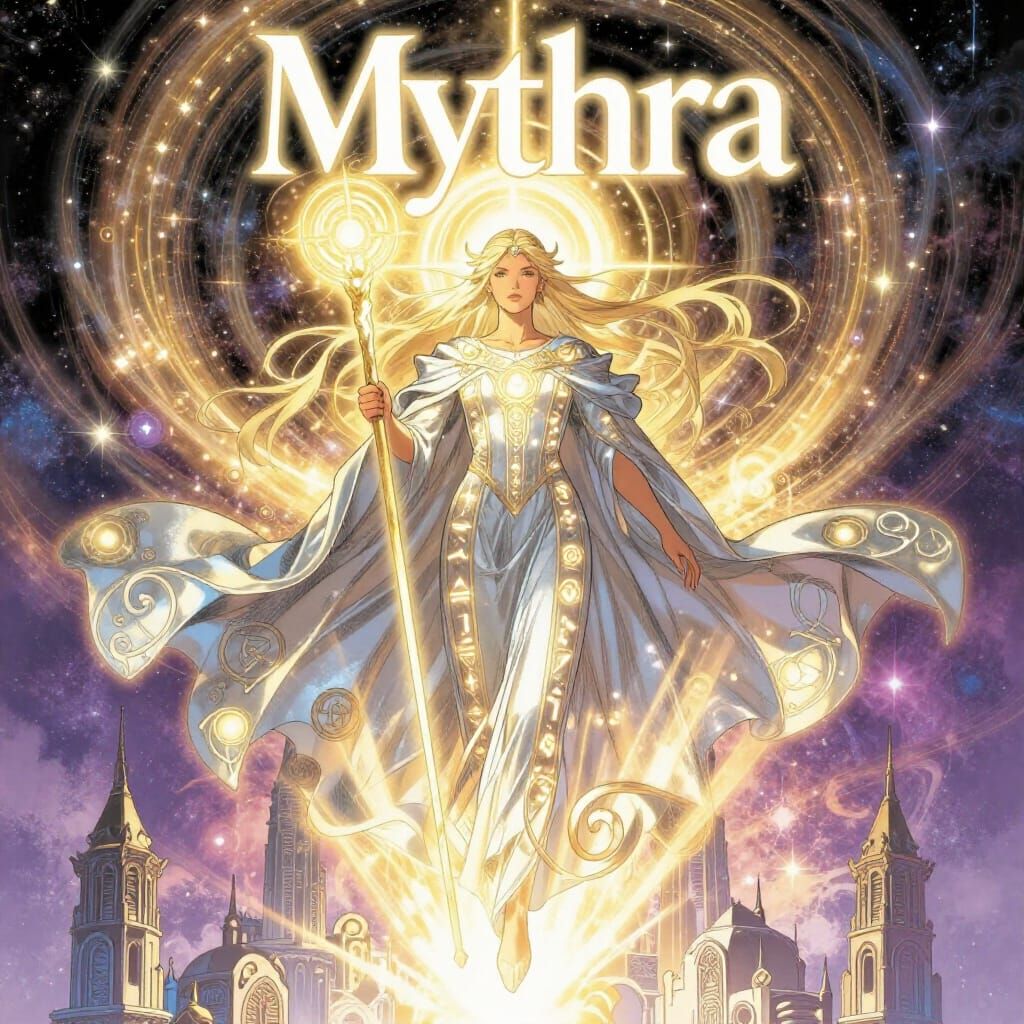Mythra Ascends Above Ancient City in Luminous Fantasy Art