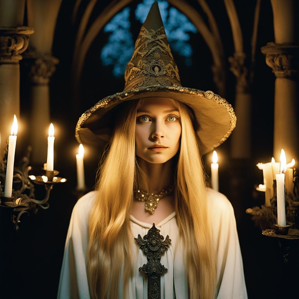 Ornate Witch with Candelabra in Art Deco Style