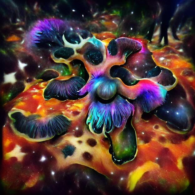 Psychedelic Mushroom Spore Nebula in Space