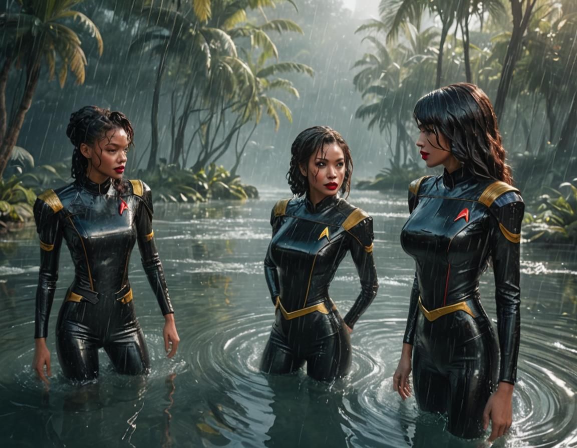 Glamorous Women in Star Trek Uniforms, Digital Art