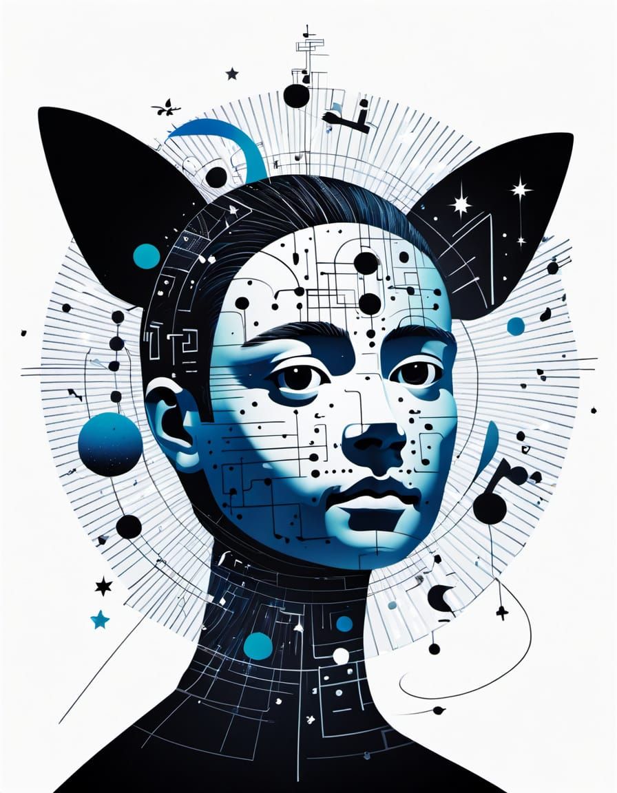 Astral Circuitry Silhouette on Miro Background