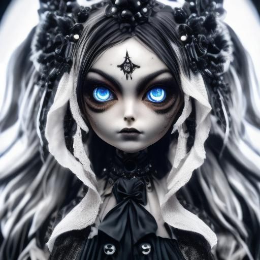 Gothic Girl with Glowing Eyes on Moody Street