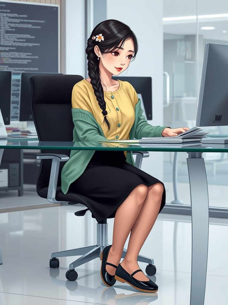 Mid-20s Asian Female Software Developer in Kawaii Style