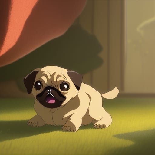 Baby Pug Plays: Ghibli-Inspired Anime Visual