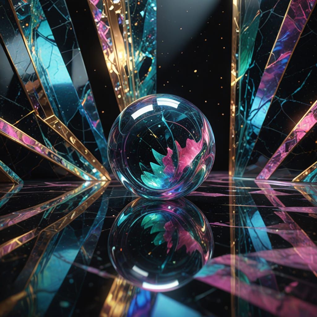 Glowing Kaleidoscope Inside Glass Marble