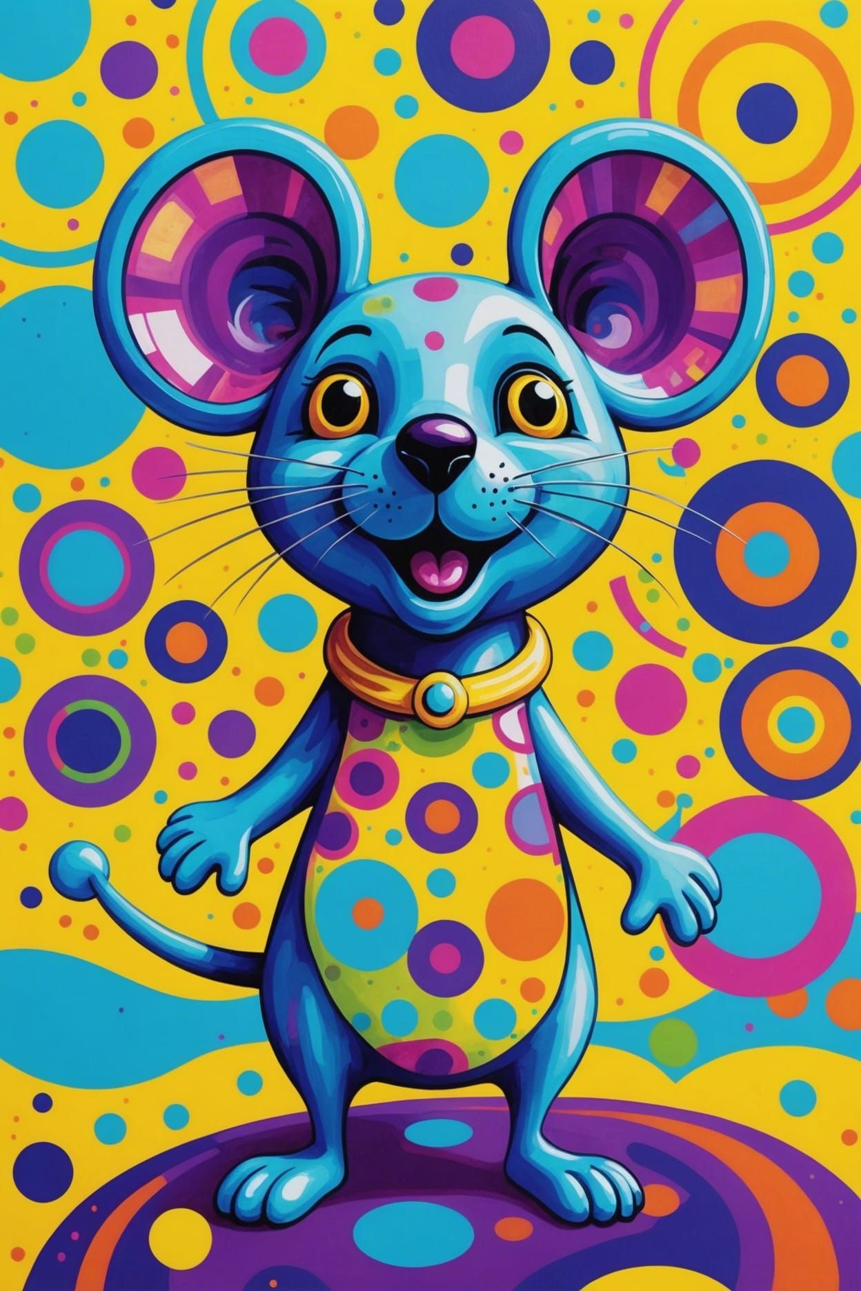 Psychedelic Mouse in Lisa Frank Style, Art Brut Aesthetic