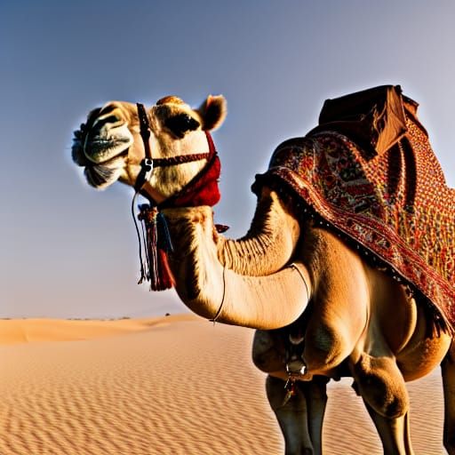A camel in a desert