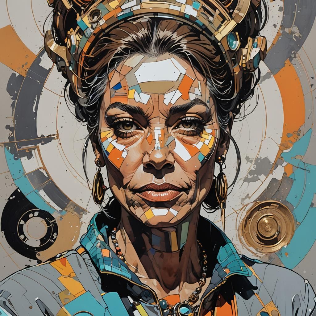 Surreal Woman Portrait with Pastel Colors in Occult Art Styl...