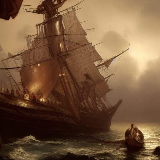 Messi and Ronaldo Share Beer on Ship: Fantasy Art