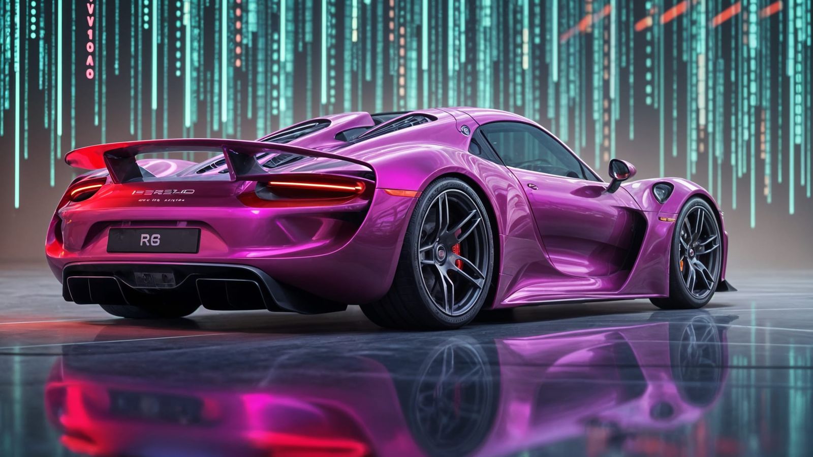 Neon Purple Porsche 918 Spyder in Hyper Realistic Futuristic...