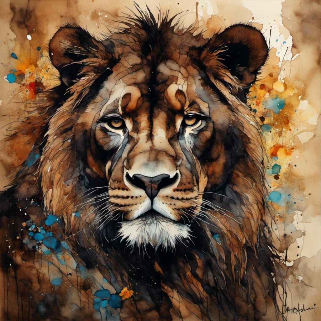 Beautiful Male Portrait in Neurographic Ink Style