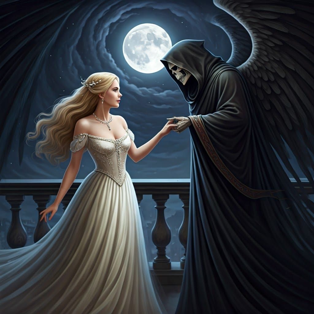 Ethereal Encounter Under Moonlit Skies