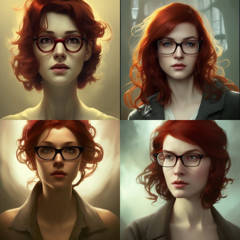 Red-Haired Investigator Portrait in Art Nouveau Style