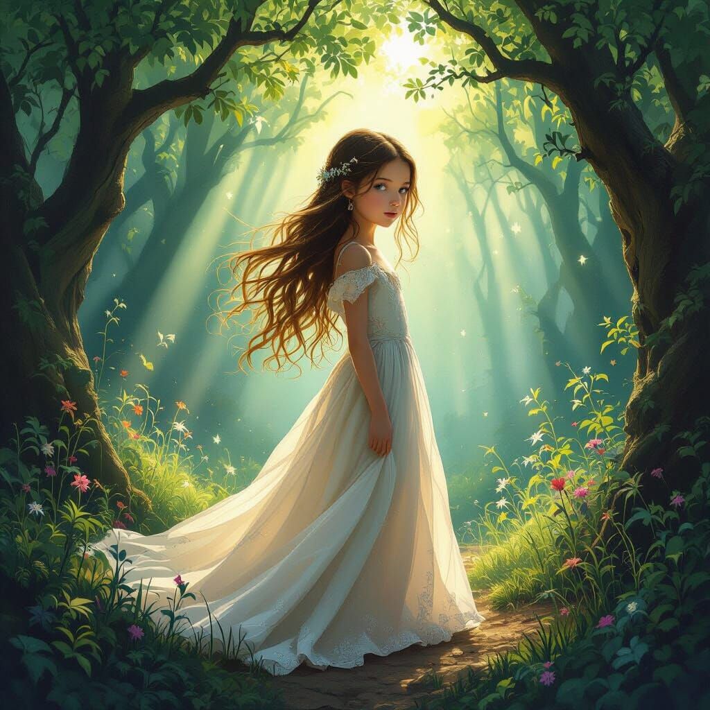 Enchanted Forest Girl in Ethereal Glow