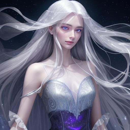 Ethereal Nephalem Beauty in Starry Sky