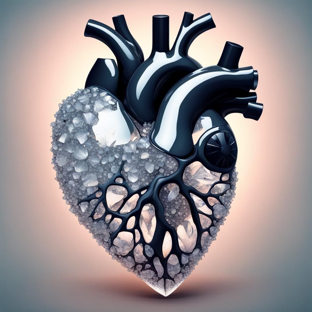 Crystallized Heart in Surrealist Style