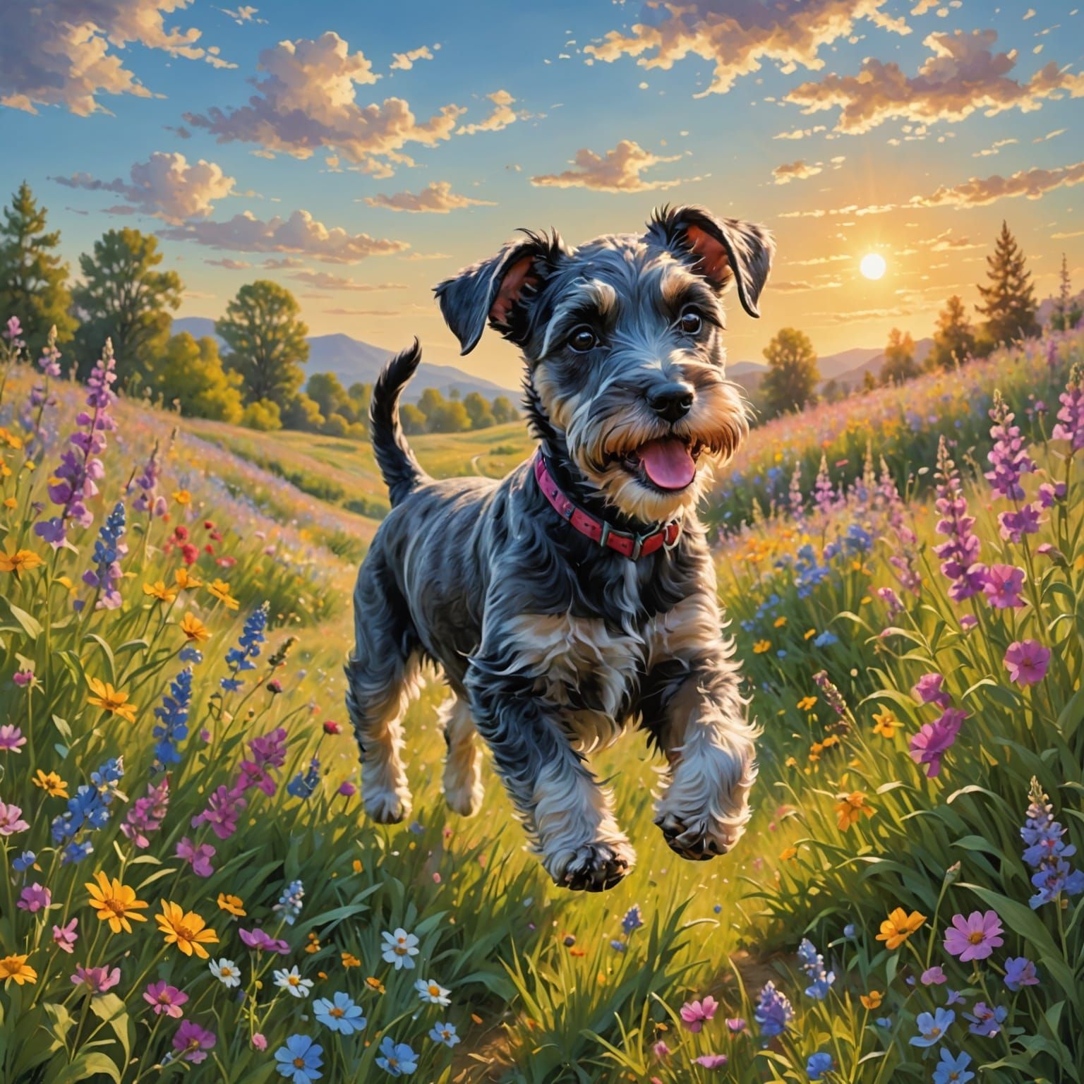 Puppy and Kitten Play in Wildflower Meadow