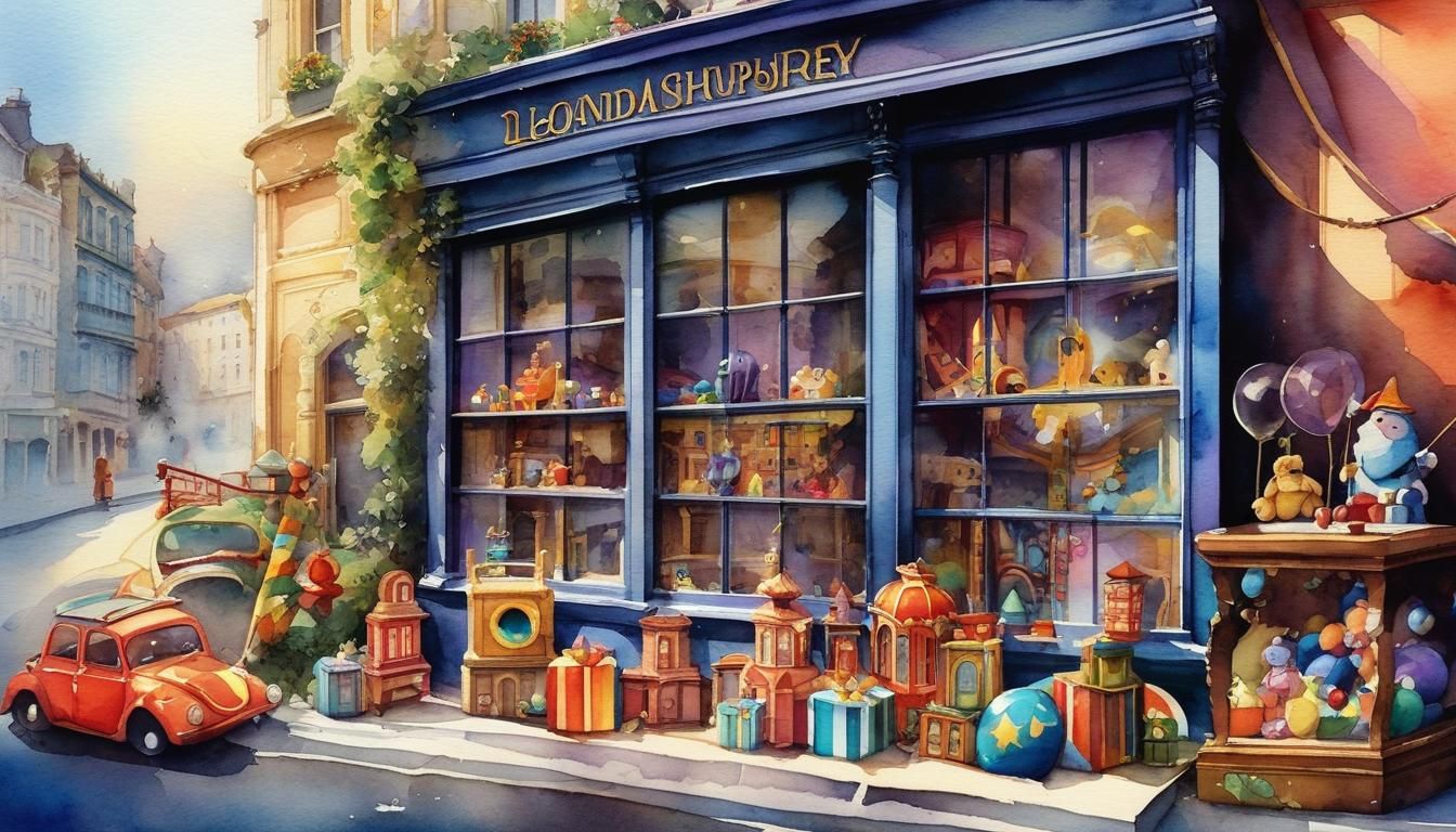 Magical Watercolor Toys in Window Display