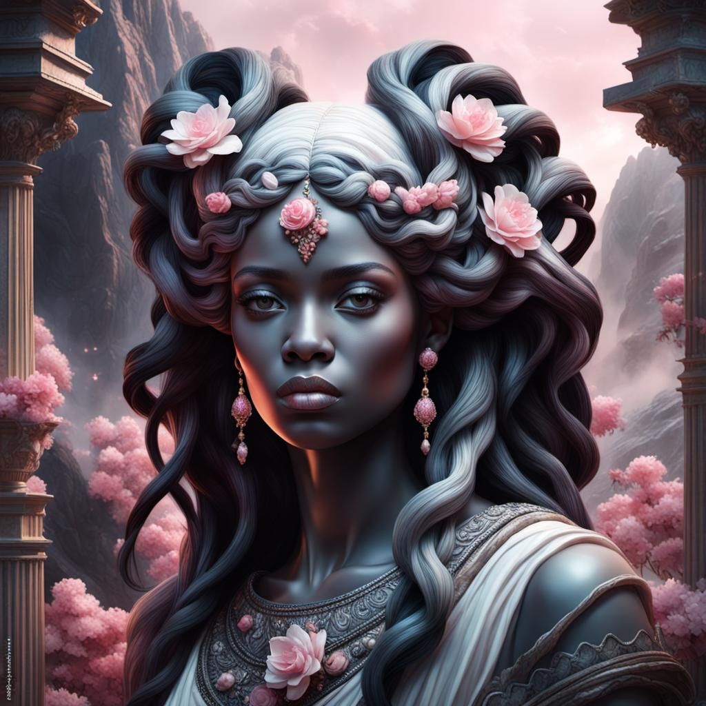 Persephone as Marble Statue in Digital Matte Painting