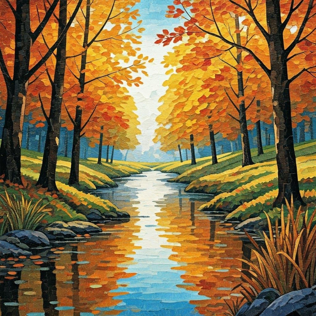 Autumn Trees Collage in Earthy Tones