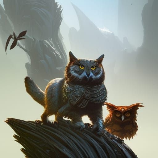 Tabaxi Beast Master with Owl and Badger