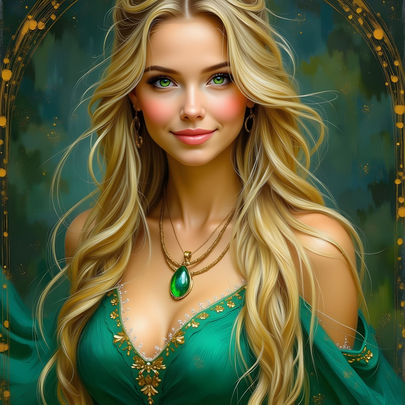 Goddess of Beauty in Impressionist Oil Portrait