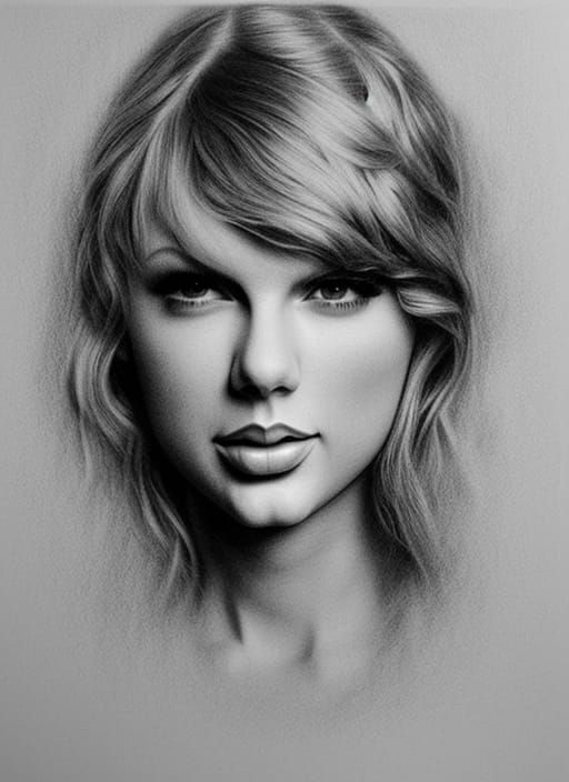 Taylor Swift Portrait in Graphite Style