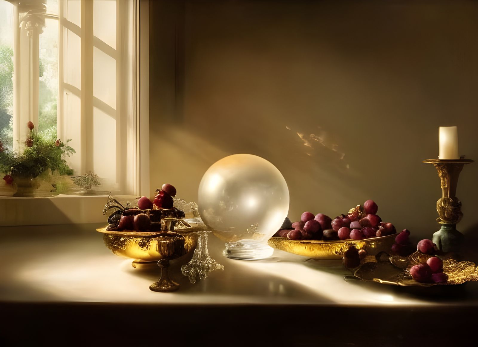 Glass Marbles in Crystal Bowl: Hyperreal Still Life