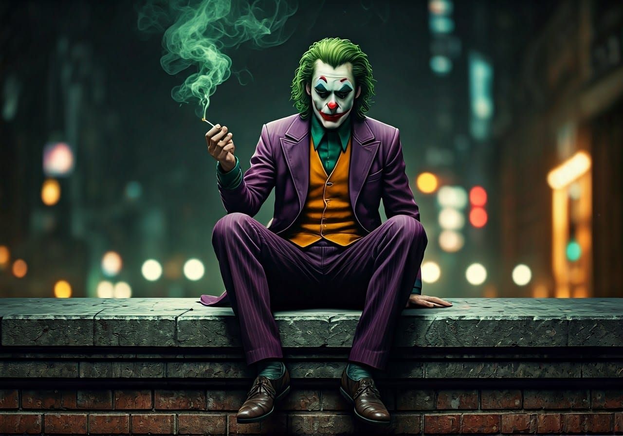 Joker Lounging in Gotham: A Cinematic Matte Painting