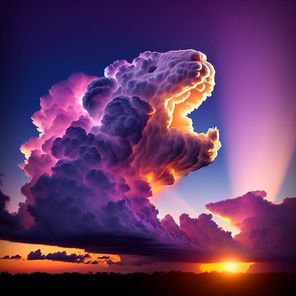 Guinea Pig Cloud Emerges from Sunset Storm