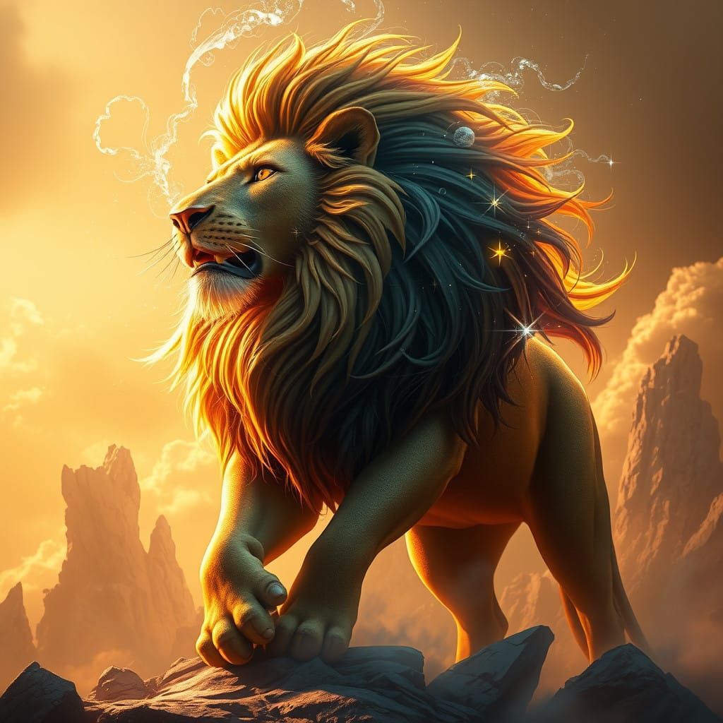 Majestic Lion with Cosmic Energy