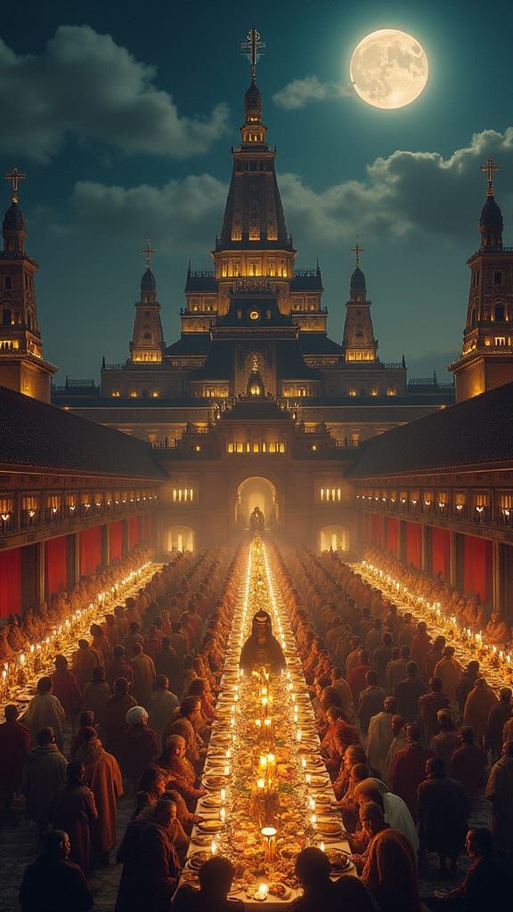 Epic Mongolian Palace Under Double Moons