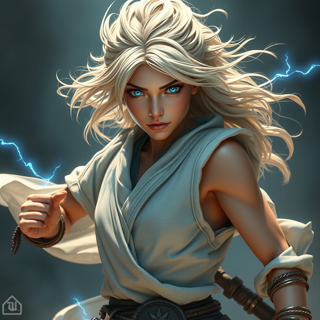 Strong-Willed Warrior in Elegant Pose