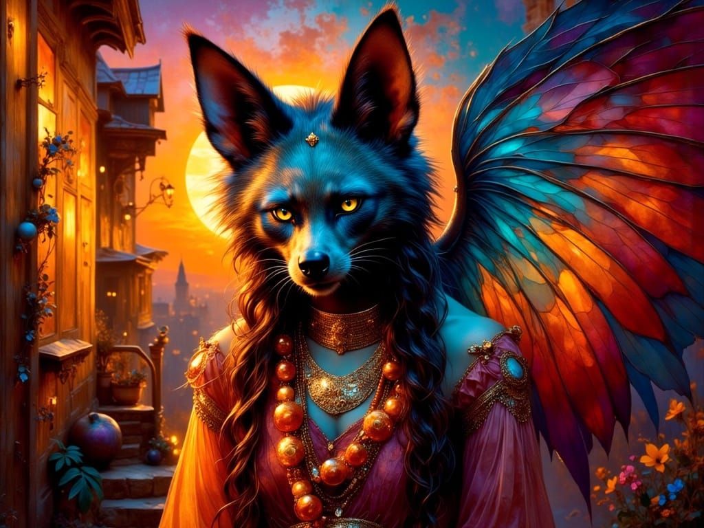 Hyena Angel Ceremony at Vibrant Sunset