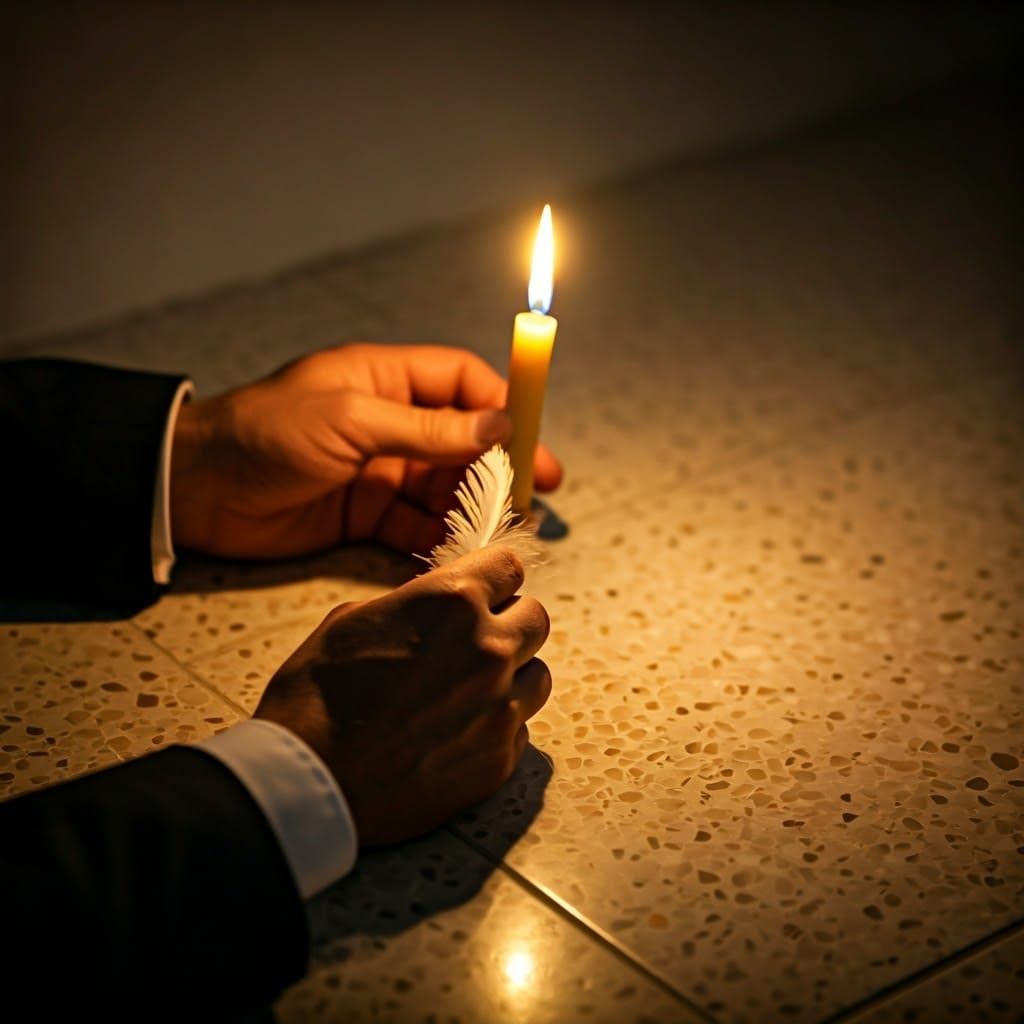 Intimate Close-up of Bedikat Chametz Ritual in Warm, Golden ...