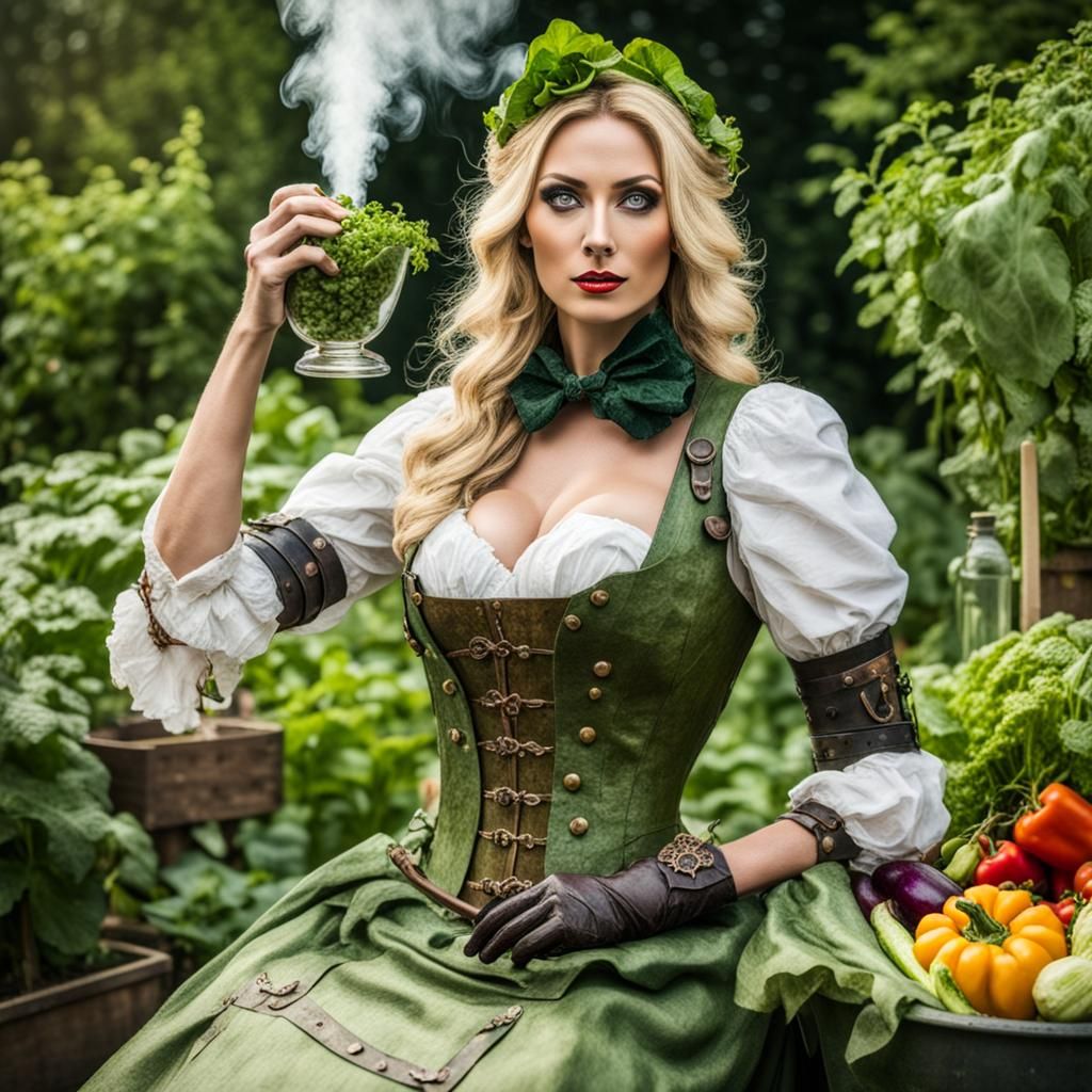 Vegetable Dress Fashion Show with Steampunk Engine