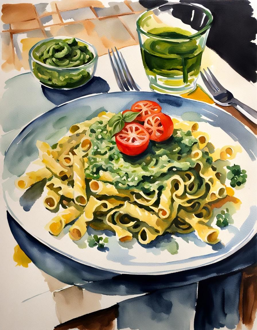 Gouache Pesto Pasta