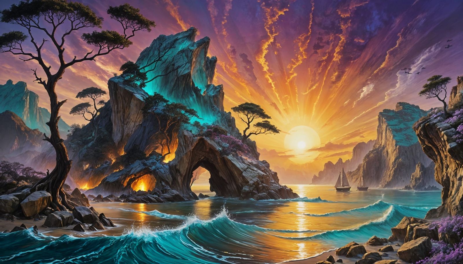 Dreamlike Coastal Forest Unveils Golden Light