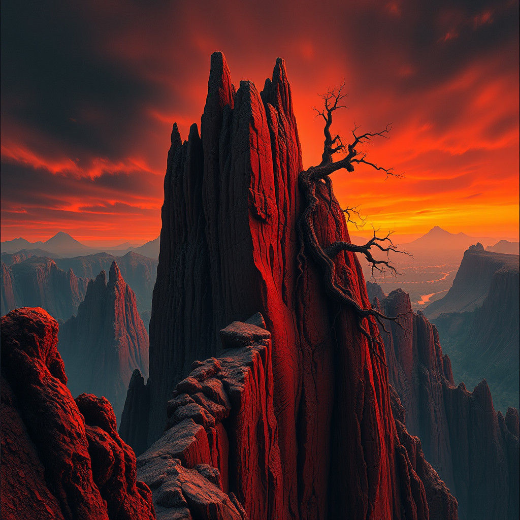 Hellish Abyss: A Dark Surrealist Cliffside
