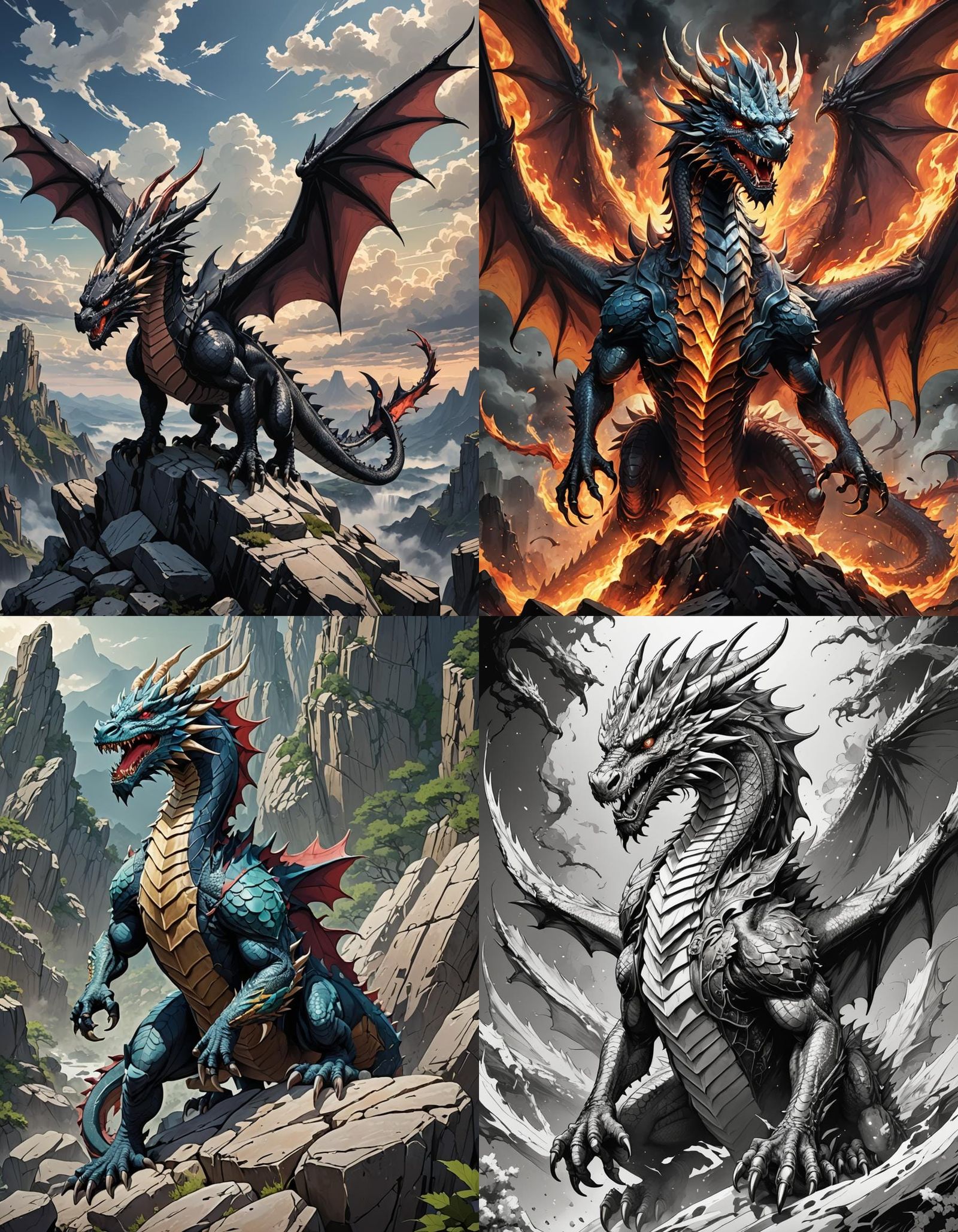 Dragon Line Art for Coloring: Manga Style