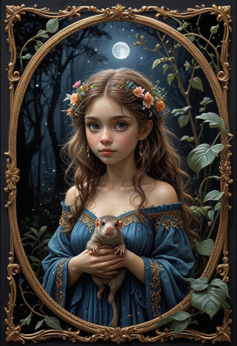 Hyper Realistic Pygmy Marmoset in Elegant Border Frame