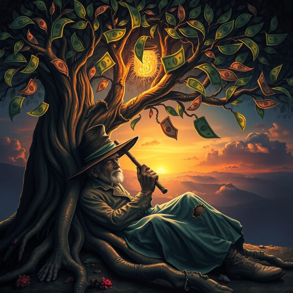 Hobo Slumbers at the Roots of the Golden Money Tree