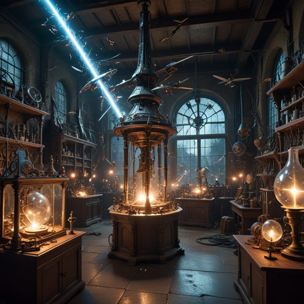 Time Machine Malfunction in Steampunk Laboratory