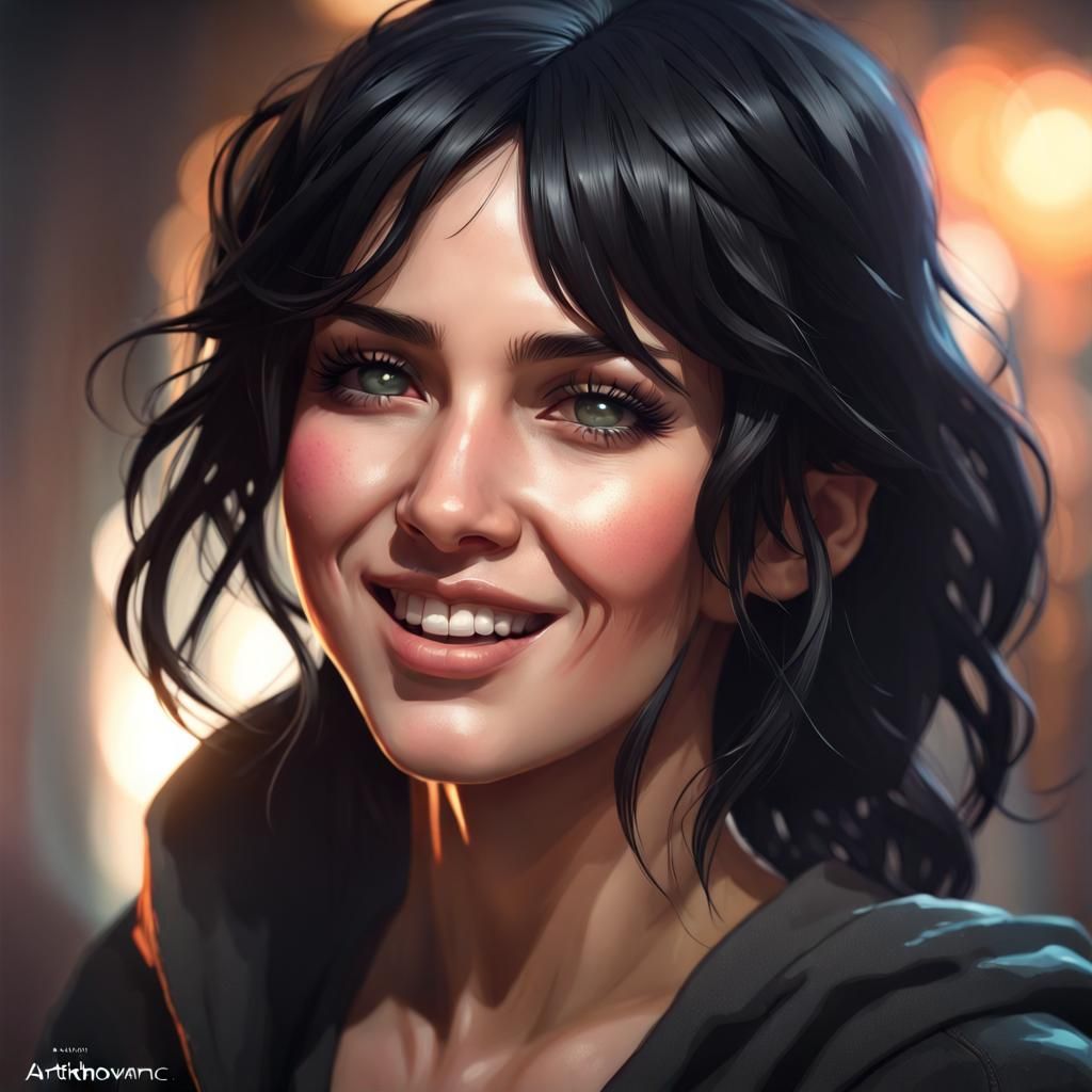 Smiling Girl Portrait in Hyperdetailed Style